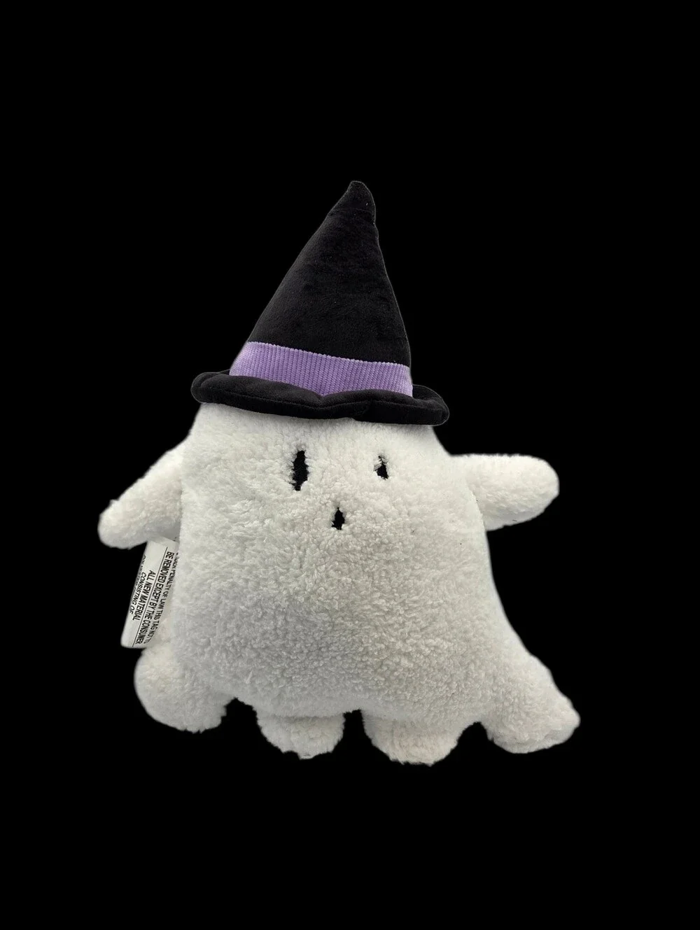 Hyde & Eek Plush Ghost with Black Witch Hat and Purple Band Nwt